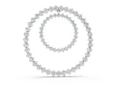 Round Diamond Double Halo Pendant Set in Silver with Prong-Set Accents