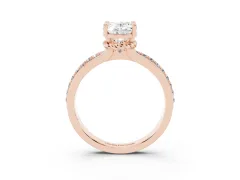 Oval Cut Diamond Solitaire Ring Set in Rose gold with Channel Set Band and Prong Setting