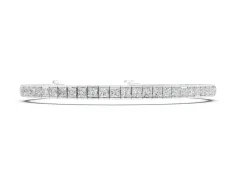 Princess Cut Diamond Channel-Set Tennis Bracelet Set in Silver
