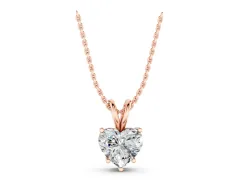 Heart Diamond Solitaire Pendant Set in Rose gold with Four-Prong Setting
