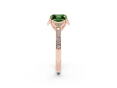 Fancy Green Asscher Cut Diamond Halo Ring Set in Rose gold with Channel Set Band and Prong Setting