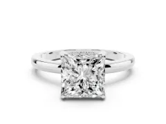 Princess Cut Diamond Solitaire Ring Set in Platinum with Plain Band and Prong Setting