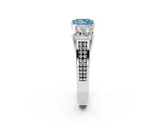 Fancy Blue Princess Cut Diamond Three-Stone Ring Set in White gold with Textured Band