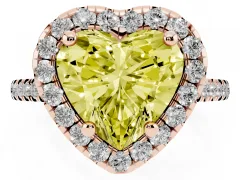 Fancy Yellow Heart Cut Diamond Cushion Halo Ring Set in Rose gold with Pavé Band