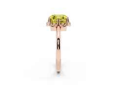 Fancy Yellow Asscher Cut Diamond Round Cluster Halo Ring Set in Rose gold with Solitaire Band and Prong Setting