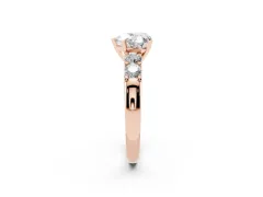 Heart Cut Diamond Five-Stone Prong Set Engagement Ring Set in Rose gold with Channel Band