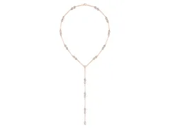 Pear Diamond Lariat Necklace Set in Rose gold with Station Accents