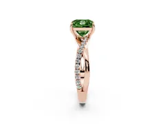 Fancy Green Princess Cut Diamond Twisted Pavé Band Ring Set in Rose gold with Prong Setting