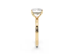 Radiant Cut Diamond Solitaire Ring Set in Yellow gold with Plain Band and Prong Setting