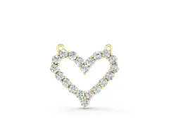Prong-Set Round Diamond Heart Pendant Set in Yellow gold with Stone Outline