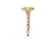 Fancy Yellow Marquise Cut Diamond Vine Band Solitaire Ring Set in Rose gold with Milgrain Prong Setting