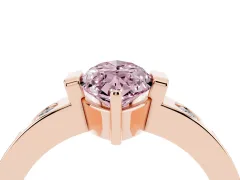 Fancy Pink Marquise Cut Diamond Channel-Set Band Ring Set in Rose gold with Bezel Prong Setting