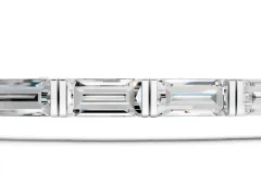 Baguette Cut Diamond Tennis Bracelet Set in Silver with Bar Setting