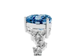 Fancy Blue Heart Cut Diamond Ring Set in Platinum with Scattered Round Accents