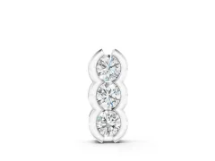 Three Stone Round Diamond Pendant Set in Silver with Shared Prong Setting