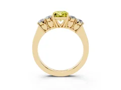Fancy Yellow Radiant Cut Diamond Five-Stone Prong Set Band Ring Set in Yellow gold with Polished Band