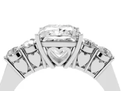 Princess Cut Diamond Five-Stone Prong Set Band Ring Set in Silver with Polished Band