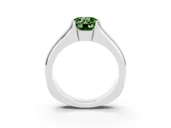 Fancy Green Round Cut Diamond Bezel Solitaire Ring Set in Platinum with Wide Band