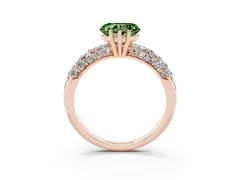 Fancy Green Heart Cut Diamond Pavé Band Solitaire Ring Set in Rose gold with Close-Set Accent Stones and Prong Setting