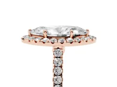 Marquise Cut Diamond Halo Pavé Engagement Ring Set in Rose gold with Prong Setting
