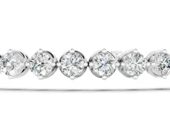 Round Cut Diamond Twisted Band Tennis Bracelet Set in Silver with Prong Setting