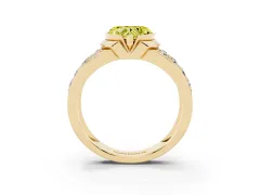 Fancy Yellow Heart Cut Diamond Wide Channel Set Band Ring Set in Yellow gold with Bezel Setting
