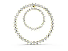 Round Diamond Double Halo Pendant Set in Yellow gold with Prong-Set Accents