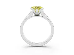 Fancy Yellow Heart Cut Diamond Bezel-Set Solitaire Ring Set in Silver with Channel-Set Band