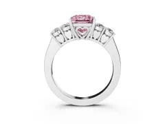 Fancy Pink Princess Cut Diamond Five-Stone Prong Set Band Ring Set in Silver with Polished Band