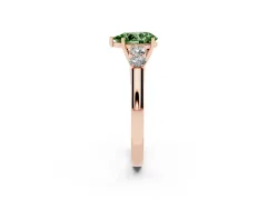 Fancy Green Pear Cut Diamond Five-Stone Prong Set Band Ring Set in Rose gold with Polished Band
