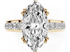 Marquise Cut Diamond Channel Set Solitaire Engagement Ring Set in Yellow gold with Prong Setting