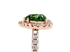 Fancy Green Heart Cut Diamond Pavé Halo Ring Set in Rose gold with Prong Setting