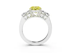 Fancy Yellow Round Cut Diamond Five-Stone Prong Set Band Ring Set in Silver with Polished Band