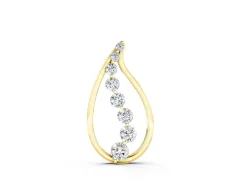 Round Diamond Teardrop Pendant Set in Yellow gold with Prong-Set Curve