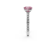 Fancy Pink Radiant Cut Diamond Pavé Solitaire Engagement Ring Set in Silver with Prong Setting