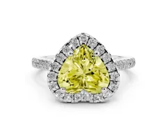 Fancy Yellow Heart Cut Diamond Cushion Halo Ring Set in Silver with Pavé Band
