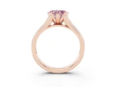 Fancy Pink Heart Cut Diamond Bezel-Set Solitaire Ring Set in Rose gold with Channel-Set Band