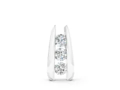 Vertical Channel Set Round Diamond Pendant Set in Silver with Four Stones