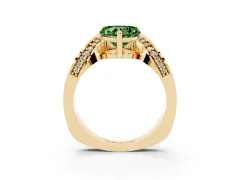 Fancy Green Heart Cut Diamond Solitaire Engagement Ring Set in Yellow gold with Pavé Shoulders