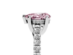 Fancy Pink Pear Cut Diamond Solitaire Ring Set in White gold with Brilliant Pavé Band and Prong Setting