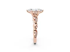 Marquise Cut Diamond Vine Band Solitaire Ring Set in Rose gold with Milgrain Prong Setting