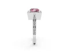 Fancy Pink Princess Cut Diamond Halo Engagement Ring Set in Silver with Accent Split Shank Band