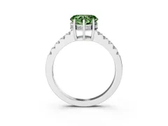 Fancy Green Heart Cut Diamond Solitaire Engagement Ring Set in Platinum with Pavé Band and Prong Setting