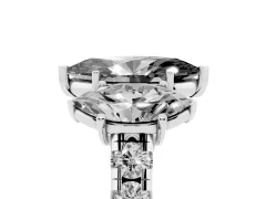 Fancy Black Marquise Cut Diamond Three-Stone Ring Set in White gold with Pavé Band
