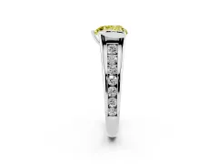 Fancy Yellow Heart Cut Diamond Bezel-Set Solitaire Ring Set in Platinum with Channel-Set Band