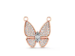 Pavé Oval Butterfly Pendant Set in Rose gold with Prong-Set Oval Center