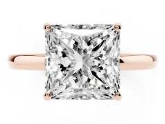 Princess Cut Diamond Solitaire Ring Set in Rose gold with Plain Band and Prong Setting