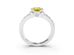 Fancy Yellow Radiant Cut Diamond Wide Channel Set Band Ring Set in White gold with Bezel Setting