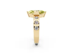 Fancy Yellow Marquise Cut Diamond Channel-Set Band Ring Set in Yellow gold with Bezel Prong Setting