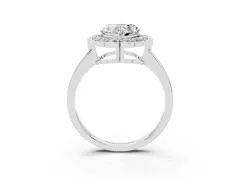 Heart Cut Diamond Halo Cluster Engagement Ring Set in White gold with Solitaire Band and Prong Setting